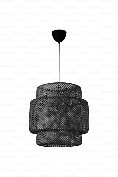 NATUREL DEKOR Bambu Siyah Avize 50cm- Bohem, İskandinav, Modern, Rattan, Sinn...