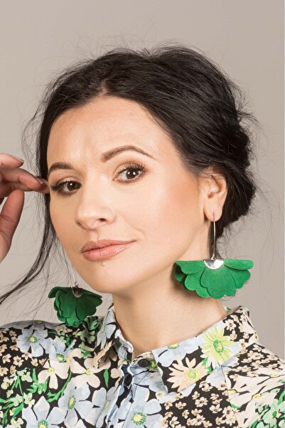 HAIArt Cercei mici cu flori - Verde iarbă