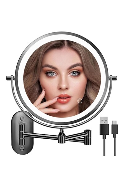 Auxmir LED Cosmetic Mirror, 1x/20x, Rechargeable, 3 Light Modes, 360 Rotatabl...