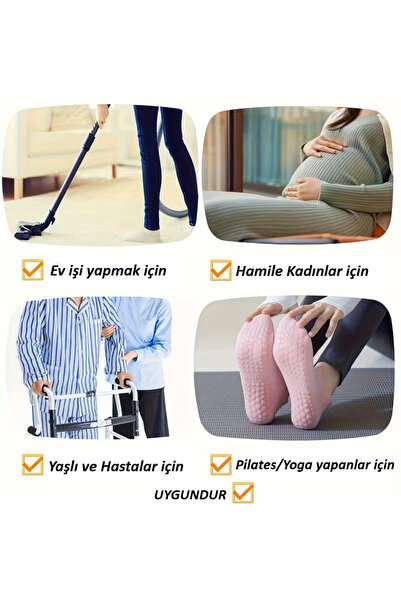 UZARLAR ÇORAP 3Çift Kaydırmaz Taban Nefes Alan Çekçekli Yoga,Pilates,Spor ve Hac,Umre Tavaf Patik Çorabı ANTI-SLIP