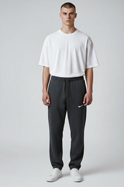 Butik Dark Gray Regular Fit Quality Cotton Leg Rubberized Sweatpants