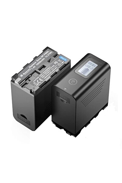 powerextra Set de 2 baterii Li-ion 10050mAh cu LED pentru Sony NP-F980/F970/F960 (intrare Micro-USB, ieșire USB 5V)