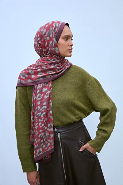 Silk Home Eco Viscose Leopar Şal Kırmızı Nefes Alan Dokulu 90x200