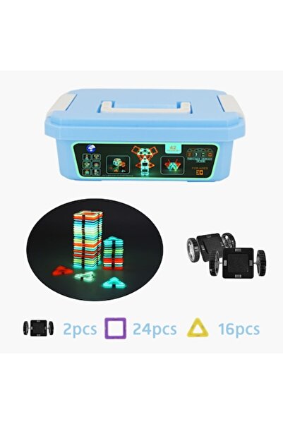 Jasonwell Smart, educational and creative set - Magnetic construction game, 42 phosphorescent magnetic pieces
