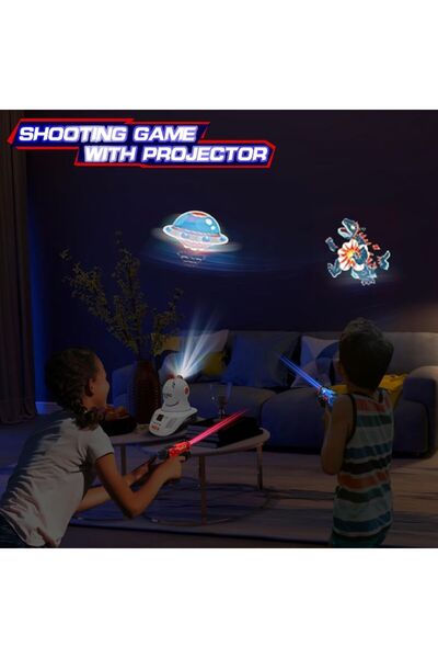 VATOS Toy pistol set with laser and target projector, two play modes, light and sound effects, indoor/outd