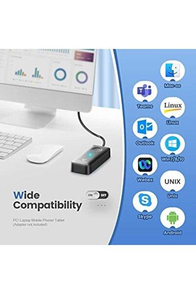 VAYDEER USB Mouse Jiggler with USB-C adapter, plug and play, on/off button, simulates mouse movement