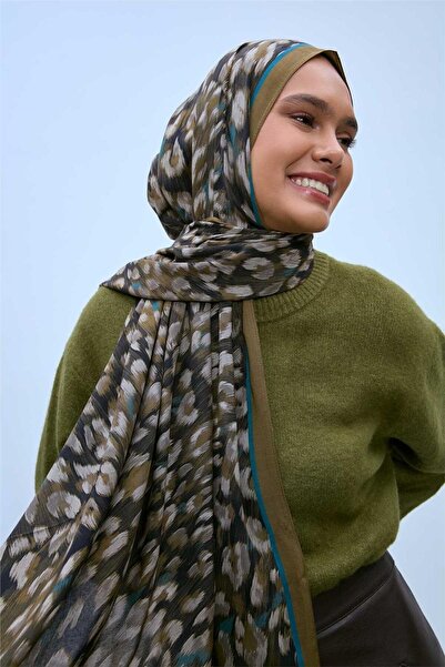 Silk Home Eco Viscose Leopard Shawl Henna Green Breathable Textured 90X200