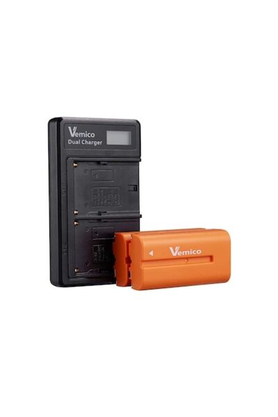 Vemico 2 baterii NP-F550 3000mAh + încărcător LCD USB-C, compatibil cu NP-F970/F960/F770