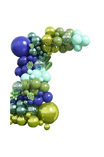 LET Balloon arch set, green-blue party decorations, 97 pieces with balloon strip and adhesive dots