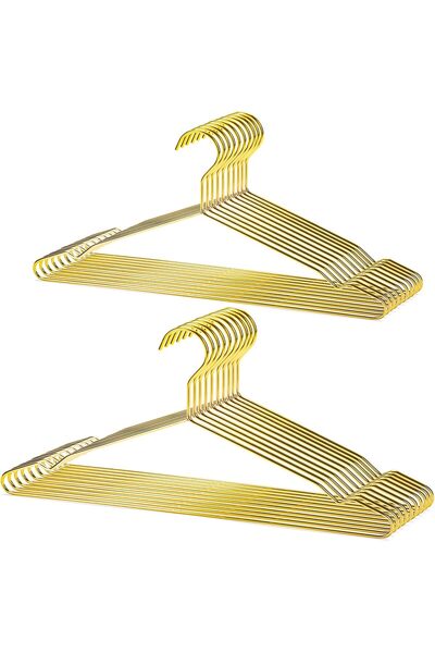 Nature Smile 17 Inch Heavy Duty Shiny Gold Metal Clothes Hangers - Pack of 20