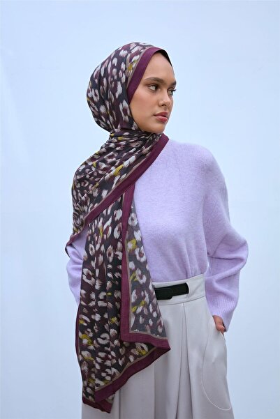 Silk Home Eco Viscose Leopard Shawl Plum Breathable Textured 90X200