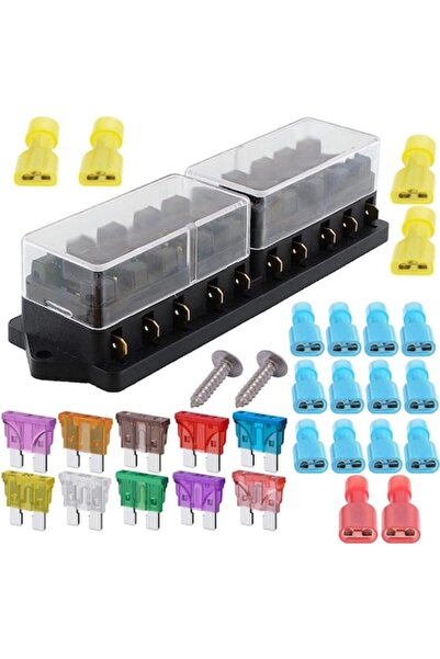 Gebildet Cutie de siguranțe auto cu 10 căi 12-32V cu 10 siguranțe lamelare (3...