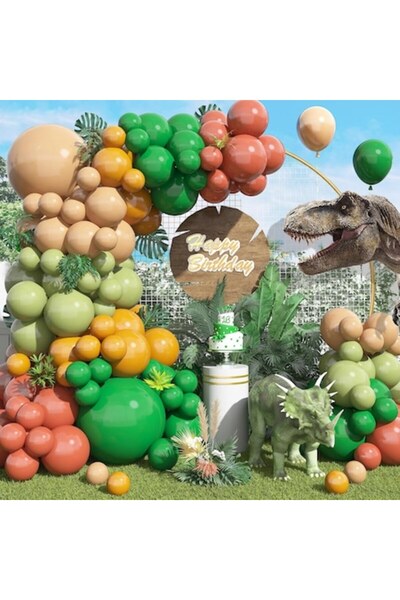 LET Balloon arch set, green/yellow/orange, assorted sizes, 102 pcs, with balloon tape & adhesive dots