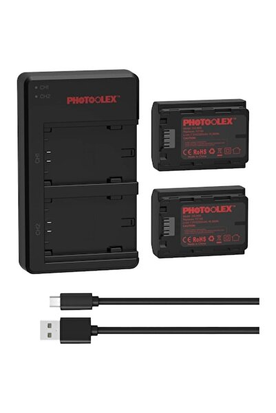 PHOTOOLEX Set de 2 baterii NP-FZ100 de 2300 mAh cu încărcător dual USB și indicator LED pentru camere Sony Alpha