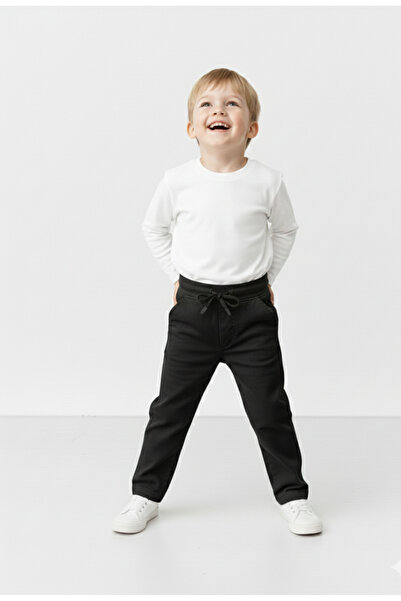 rois BEBEK BELİ LASTİKLİ ESNEK SİYAH PANTOLON
