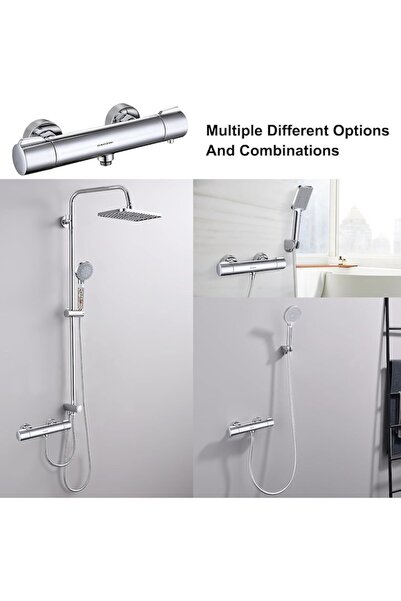 gaozhi Thermostatic bath and shower mixer, wall-mounted, 40C safety button, brass core, chrome finish