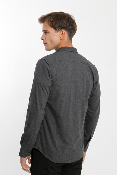 Smc by Semco Long Sleeve Snap Fastener Paneled Fleto Pocket Cotton Viscose Men's Shirt