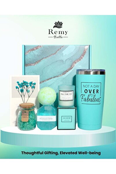 Remy Belle هدايا عيد ميلاد للنساء - مجموعة هدايا سبا للاسترخاء من 6 قطع (فيروزي)