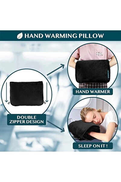 PAVILIA Travel Blanket & Pillow, 2-in-1 Microfleece, 60 x 43 (Black)