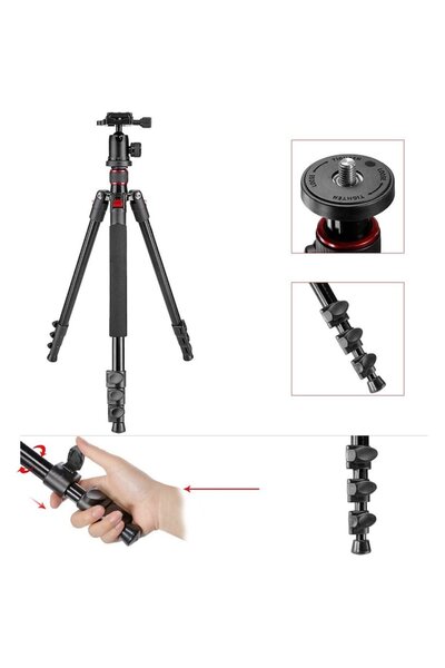 NEEWER telescopic camera tripod 56–158 cm, ball head with quick-release plate, 1/4" screw, 8 kg ca