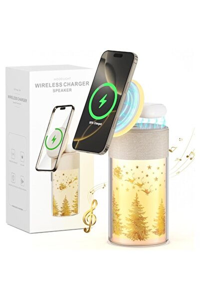 COLSUR 3-in-1 Bluetooth Speaker with MagSafe Charger for iPhone and Wireless AirPods Charger, Night Lamp (C