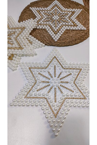 NMSONE Kasnakişi Boncuklu Oda Takımı ( El Yapımı Beyaz Renk 6 Adet)