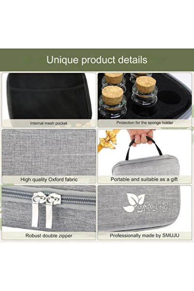 SMUJU Seed storage organizer set — 40 glass bottles with cork stoppers, funnel, 42 labels, hard gray cas