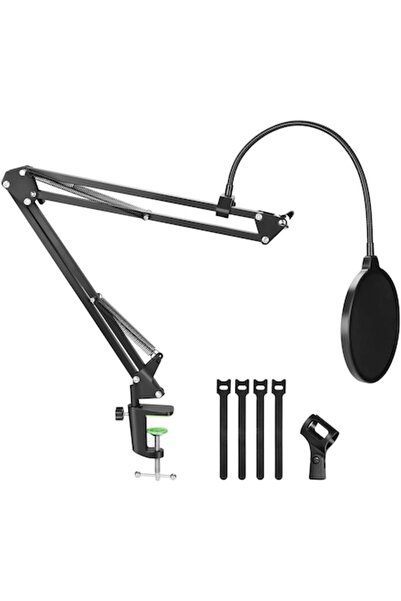AGPTEK Adjustable Microphone Boom Arm with Clamp and Pop Filter