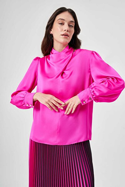 Mimya Yaka Detaylı Saten Bluz 3726