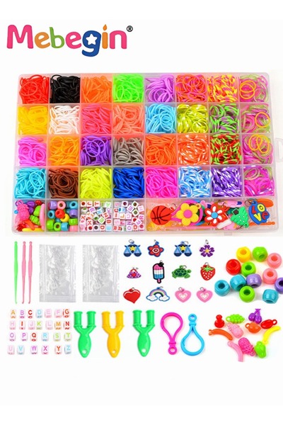 MEBEGIN مجموعة أساور من 2700+ شريط مطاطي، مجموعة صنع يدوية، مجموعة إعادة تعبئ...