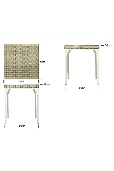 Maison Mex Garden/terrace corner table, BRAFTA, L.50 w.50 H.55 cm, natural/white