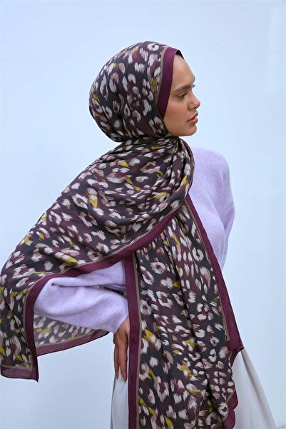 Silk Home Eco Viscose Leopard Shawl Plum Breathable Textured 90X200