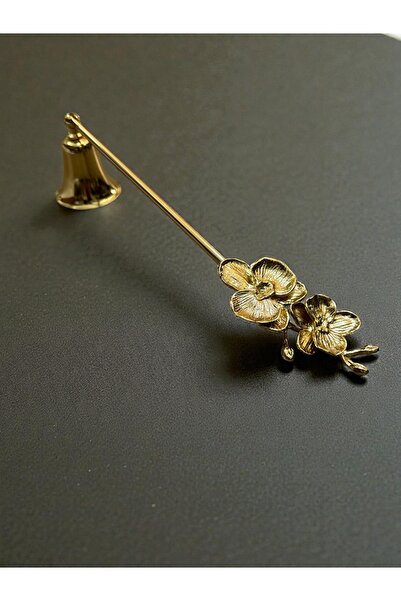 Mercan Tasarım Atölyesi ORKİDELİ PİRİNÇ KAPLAMA MUM SÖNDÜRÜCÜ-GOLD