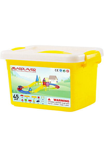 Magplayer Set de constructie magnetic 3D - Circuit masinute (45 piese)
