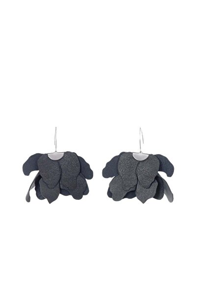 HAIArt Large flower earrings - Anthracite gray with glitter