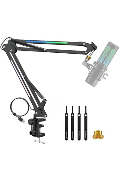 zealsound RGB Microphone Boom Arm with Clamp, Adjustable 315/360 Rotation, 1.5kg Load
