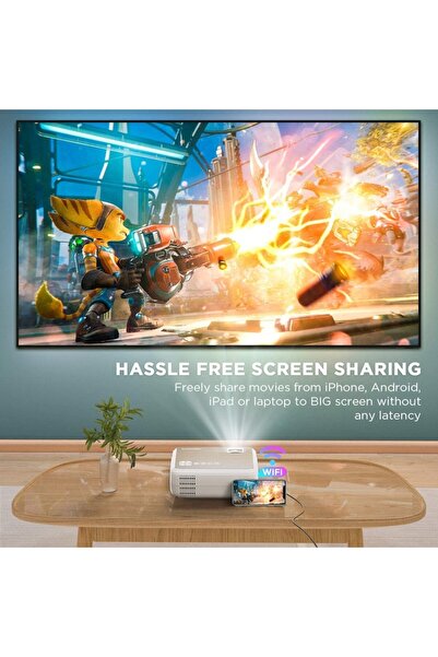 Bomaker WiFi Projector, 6500 Lumens, 1080P Full HD, Portable, up to 300 inch