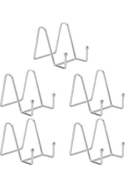 ELECDON Silver Display Stands Art Iron Easel Plate Holder (5 Pack, 3 in)