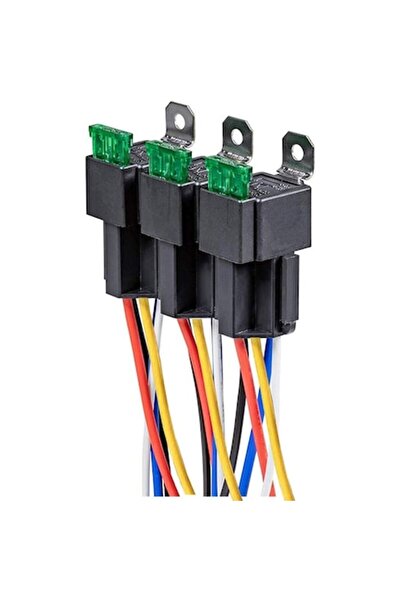 Gebildet Set de 3 relee SPDT auto cu siguranță ATO/ATC, 12V 30A, 5 pini, priză și cablare 14 AWG - Gebild