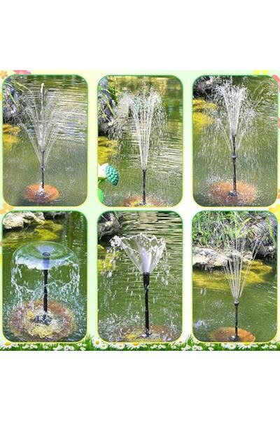 AMZtime Solar RGB LED Fountain 20W with 3×2500mAh Batteries, Foldable Pond Pump, 6 Spray Effects