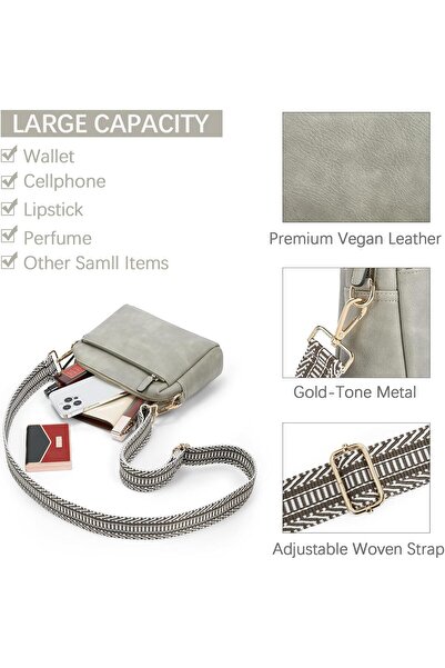 BOSTANTEN Small Crossbody Purse for Women Triple Zip Cell Phone Leather Handbag with Colored Shoulde