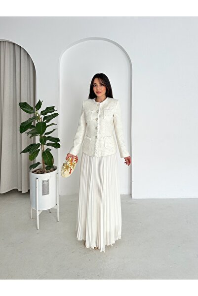 VUNTAL Luxury Pleated Skirt Double Suit