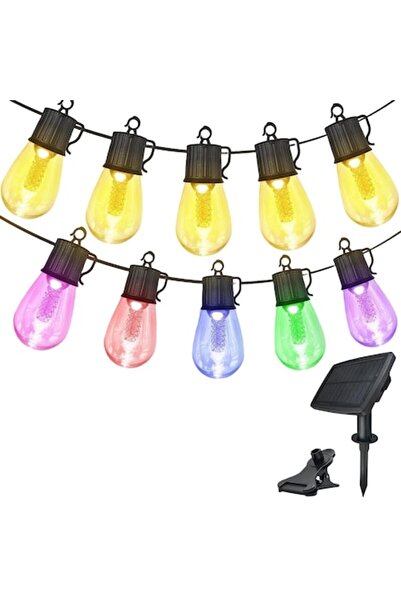 LET Ghirlandă luminoasă solară LED 15m, 25 becuri, 8 moduri, IP65, alb cald ș...