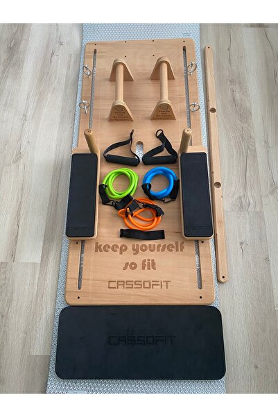 Cassofit Evde Pilates Seti ve Direnç Bandı Egzersiz Ekipmanı Ahşap