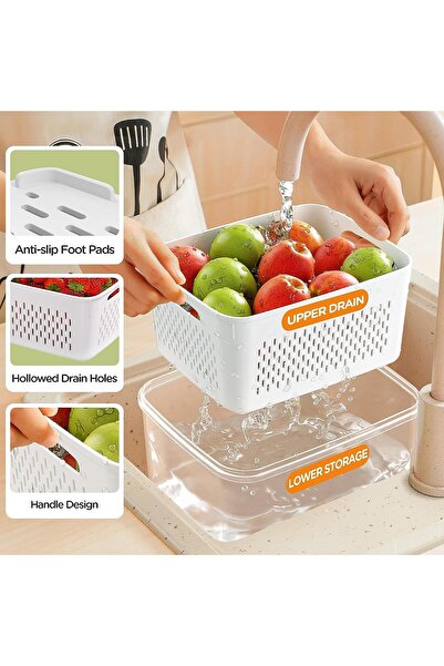 Arabest Food Storage Containers - 4 Pack with Removable Colanders