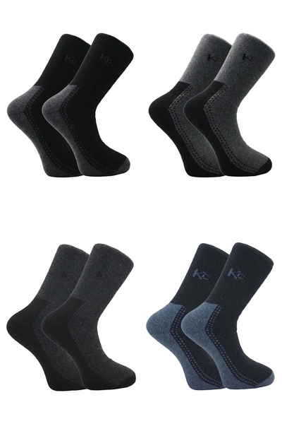 BENİSA ÇORAP Men's Lambswool Thermal Wool Winter Towel Thick Multicolor Socks 4 Pack