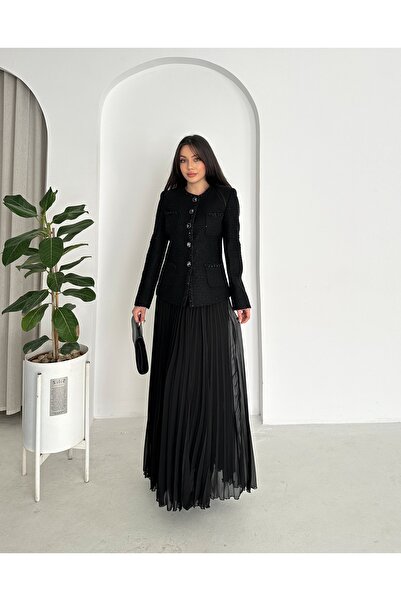 VUNTAL Luxury Pleated Skirt Double Suit