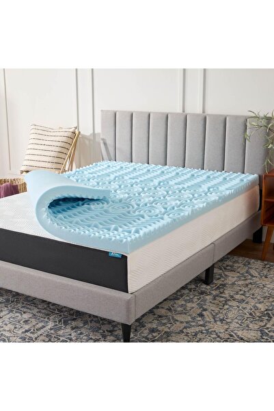 LUCID غطاء مرتبة مقاس 3 بوصات - مقاس كوين - إسفنج ميموري فوم جل بخمس مناطق