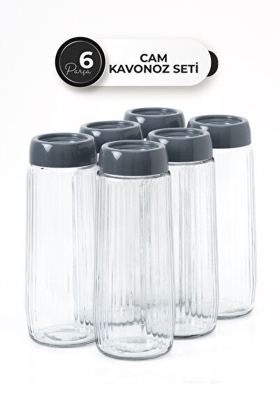 Homekolik 6-Piece Glass Storage Container Set with Lids and Labels – 1500 ml Leakproof Dry Food Jar Set