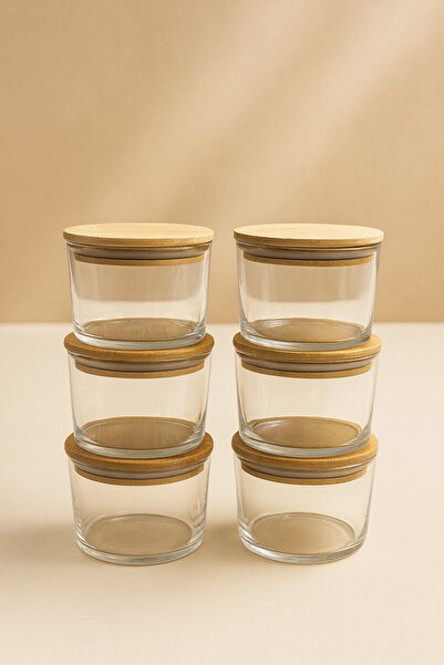 Fhilli Vetro - 6-Piece Wooden Vacuum Lid Glass Storage Container 220 Cc